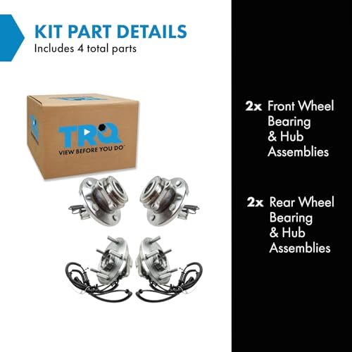 Image of TRQ 2 Piece Front Rear Wheel Bearing & Hub Assembly Set Compatible with 2008-2011 Chrysler Town & Country Dodge Grand Caravan 2009-2011 Volkswagen Routan