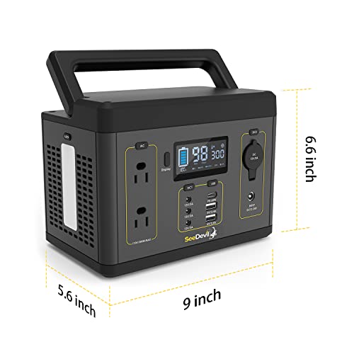 Seedevil Portable Power Station 300W, 280Wh Backup Battery, Solar Generator (Solar Panel Not Included) Great For Camping, Emergency Power, Off-Grid, Outdoor Use #TOP1