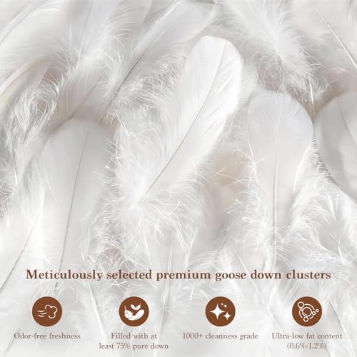 Goose Down Comforter Queen Size, All Season Duvet Insert, 3D Baffle Box Construction,Soft Hotel Luxury Fluffy Comforter (White, 90x90 Inches) by Uqocnh - Used condition - Image 5