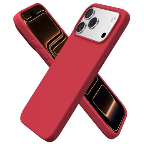 Image of ORNARTO Compatible with iPhone 17 Pro Max Case 6.9 inch, Slim Liquid Silicone 3 Layers Soft Gel Rubber Shockproof Protective Cover with Anti-Scratch Microfiber Lining-Red