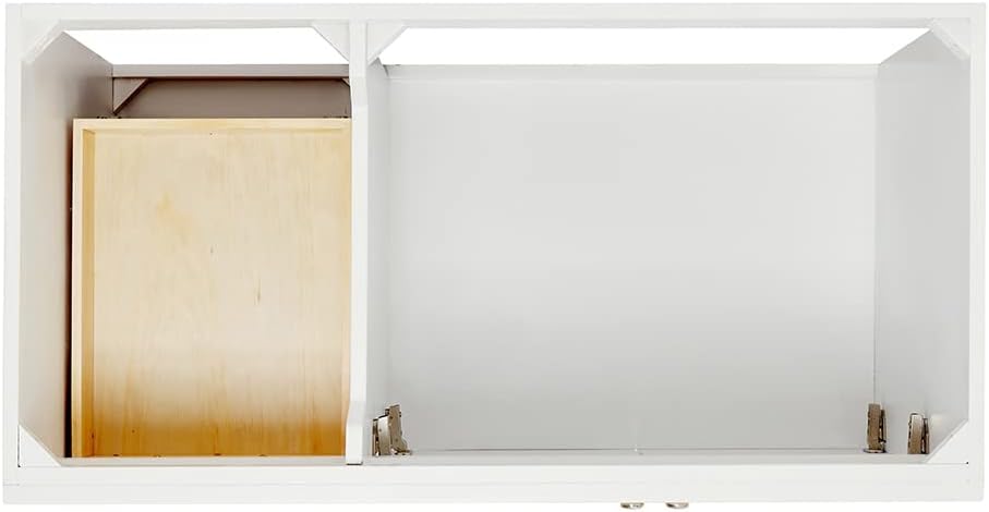 ARIEL Hamlet 42-inch Bathroom Vanity Base Cabinet,Solid Wood, 2 Soft Closing Doors, 2 Dovetail Drawers, Brushed Nickel, White