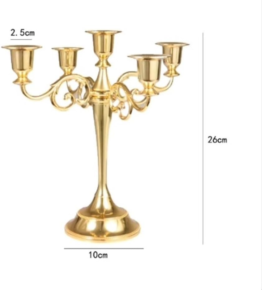 Candleholders Retro Five-Headed Metal Candlestick for Wedding Dining Table Christmas Party Home Decoration(Silver)