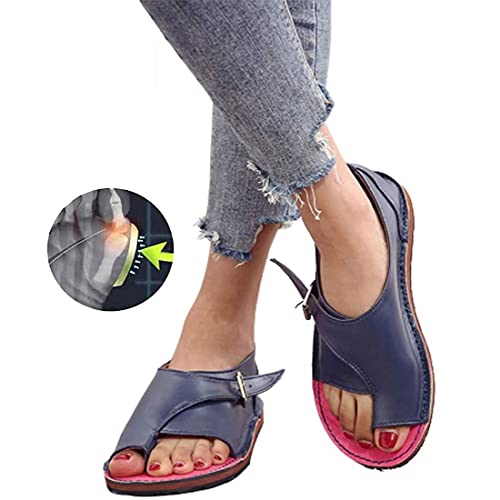 Women's Orthopedic ls Open Toe Leather Flat Sole l Shoes Casual Corrector ls for Summer Outdoor Hiking Walking Beach ls (Green 37 EU)