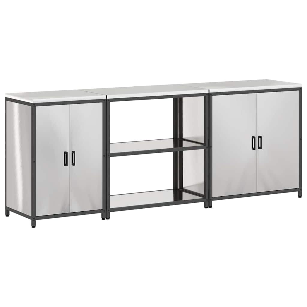 Küchenschrank Set HATTEM 3-TLG Edelstahl Silber