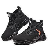 Micoklinlin Steel Toe Shoes for Men Lightweight Fashion Safety Shoes for Work Industrial Non-Slip Breathable Outdoor Sneakers Black