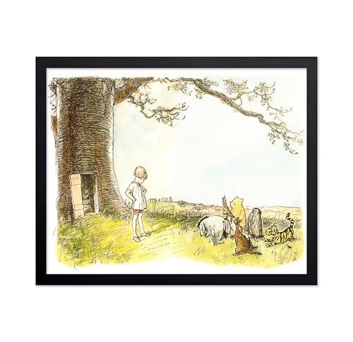 Poster Master Winnie Pooh, Christopher Robin & Friends Print - Under The Tree Poster - Storybook Nursery Decor - Classic Friendship - Baby Room Art - Kids Playroom Wall Decor - 8x10 Unframed Wall Art