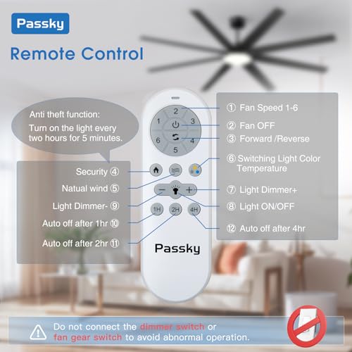 Image of 80 inch Ceiling Fans with Lights, Large Modern Ceiling Fan with Light and Remote Control, Reversible, 3CCT, Dimmable, Quiet, Black Ceiling fan For Bedroom, Living Room, Patio Farmhouse, Indoor /Outdoor