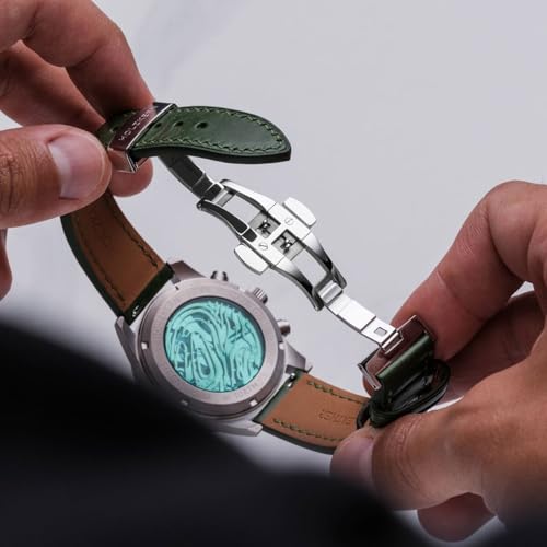 Montre en titane Holzkern Neverrest en œil de chat vert