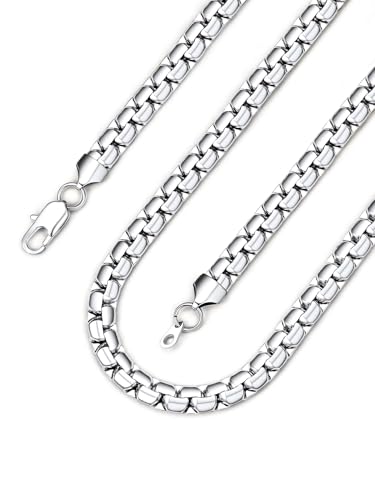 Bandmax Solid Stainless Steel 2MM/4MM/6MM Flat Box Link Chains for Men Women Silver/Gold/Black Rolo Cable Chain Necklaces Length 14