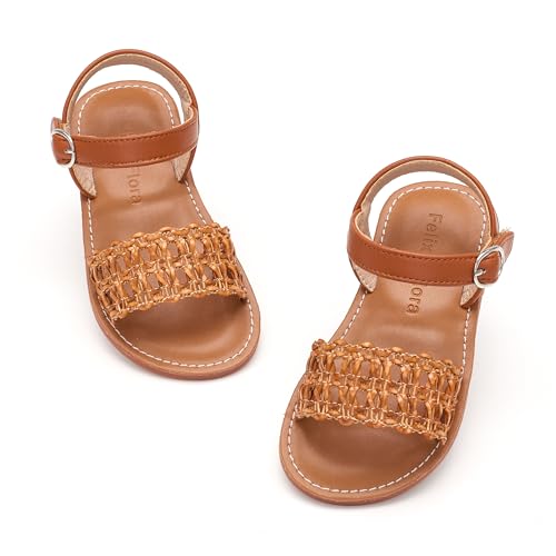 Image of Felix & Flora Toddler Girl Sandals - Little Girl Easter Dress Shoes Lightweight Open Toe Beach Holiday Flats