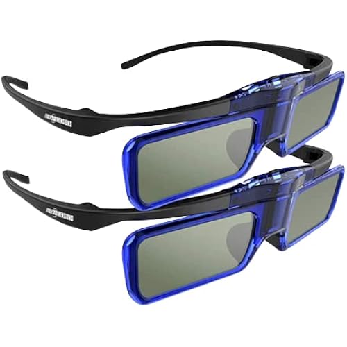 RetroDepth LT Lightweight Rechargeable DLP Link 3D Glasses for all DLP 3D Projectors (Benq, Optoma, Acer, Vivitek, Dell Etc) by Evolv3Dimensions (2 Pack)