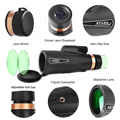 Monocular 12x50 portátil para observación de aves con prisma BAK4 HD y trípode 4
