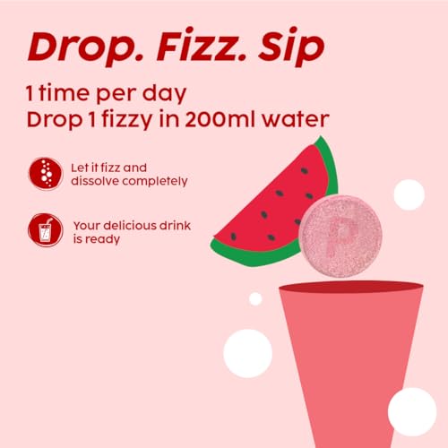 Image of PLIX - THE PLANT FIX Glutathione Effervescent Tablets for Clear, Glowing & Youthful Skin | 500mg Glutathione, Vit E & Hyaluronic Acid | No Maltodextrin, No Sugar | Pack of 4 (60 tabs) | Watermelon