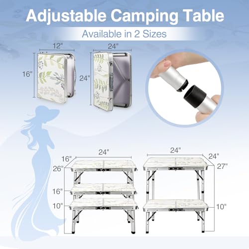 RedSwing Mesa de Camping Cuadrada 2ft Plegable de Aluminio con Altura Ajustable y Asa para Transporte, Ligera para Uso en Exterior e Interior miniatura 4