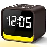 Reacher Radiosveglia Digitale FM, Macchina del Rumore Bianco con 24 Suoni Rilassanti, Display Regolabile, 9 Suonerie, Luce Notturna a 7 Colori, Timer, Snooze, Radio Sveglia da Comodino (Espresso)