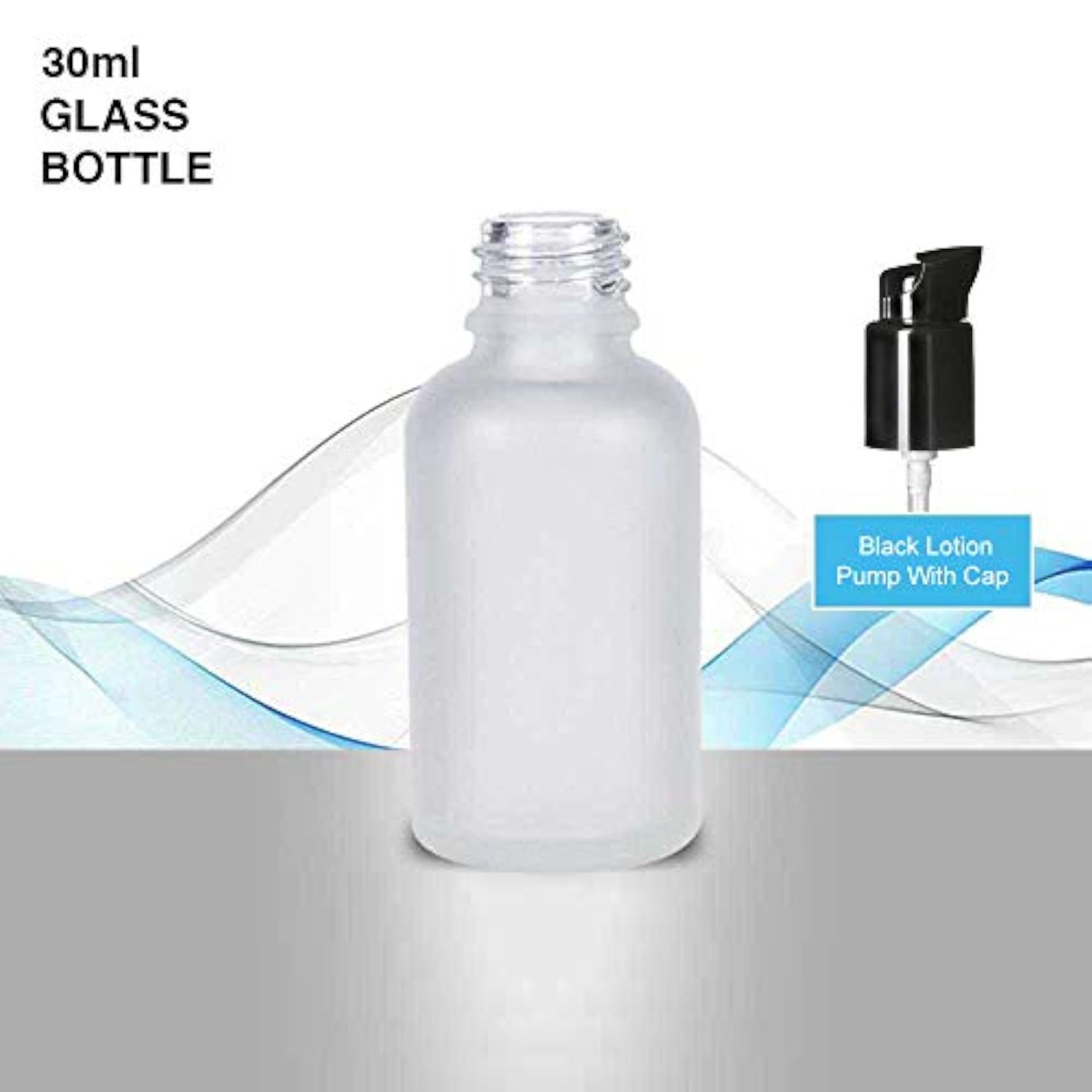 Pearl White Round Glass Bottle with Lotion Pump, 30 ml, Pack of 4