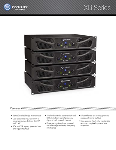 Crown Xli800 Two-Channel, 300-Watt At 4Ω Power Amplifier #TOP4