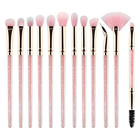 Dpolla Eye Makeup Brushes,12 PCS Professional Eye shadow, Concealer, Eyebrow, Foundation, Powder Liquid Cream Blending Brushes Set With Carrying Bag(Pink Diamond) Cover