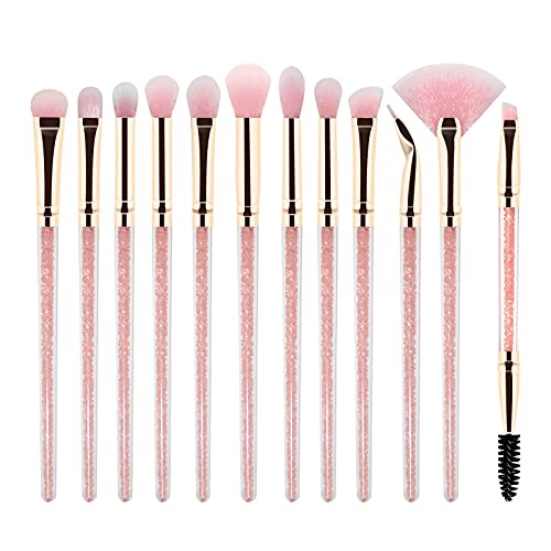 Eye Makeup Brushes, Refreshyourlife 12 Pcs Professional Eye Brush Set Eyeshadow, Eyebrow, Blending, Fan, Eyelash Brushes Set(Pink Diamond)