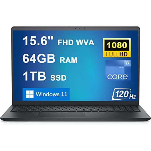 Dell Inspiron 15 3000 3520 - Laptop de negocios de 15.6 pulgadas, FHD WVA antirreflejo, pantalla de 120 Hz, procesador Intel 10-Core i7-1255U de 16 GB de RAM, 512 GB SSD, gráficos Intel Iris Xe, retroiluminados, HDMI Win11, negro