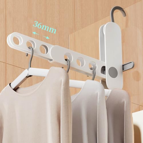 Wall Mounted Clothes Drying Rack with Retractable Rod, Hanging Space-Saving Adjustable Foldable Laundry Rack Wall Mounted,Portable No Drill Wall Mounted Clothes Hanger for Hotel Indoor Use (White) - image 6