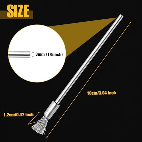 SPEEDWOX 10 Stück Erweiterungsbürste aus Edelstahl, Drahtbürste, Drahtbürste, Lackentferner, Rostbürste, Reinigungsbürsten aus Stahl, Stift, Dorn, 3 mm, Entfernungsaufsätze