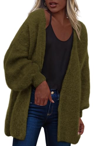 dowerme Women Open Front Cardigans Trendy Fall Long Sleeve Drop Shoulder Soft Knit Slouchy Sweater Winter Outerwear 2025