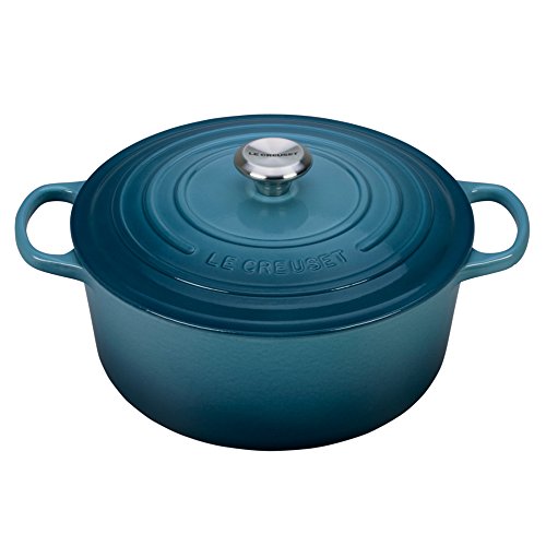 Image of Le Creuset Signature Enameled Cast-Iron 7-1 /4-Quart Round French (Dutch) Oven, Marine