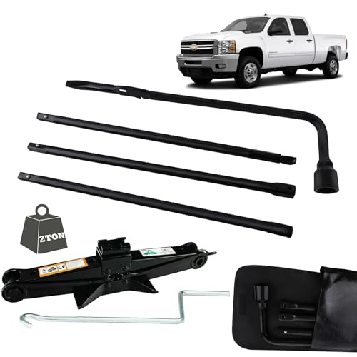 Jack Spare Tire Tool Kit Fit for GMC Chevy Chevrolet Silverado Sierra Tahoe Yukon with Bag, Scissor Jack 2 Ton Heavy Duty Lifting Jack & Spare Tire Lug Wrench Tool Kit Replacement Tire Repair Tool