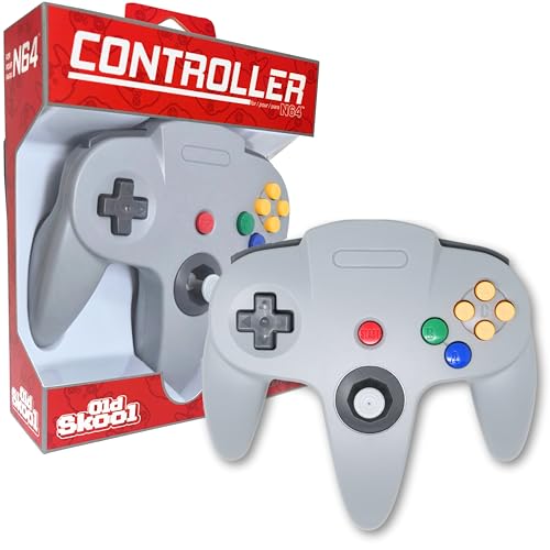 Old Skool N64 Wired Game Controller Joystick for Nintendo 64 - Grey Gamepad