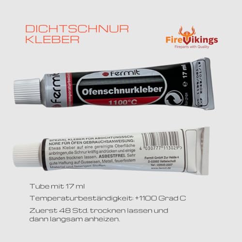 Kaminofen-Dichtschnur Kleber (Ofenschnurkleber beige) + 3 Hülsen + Abbinder