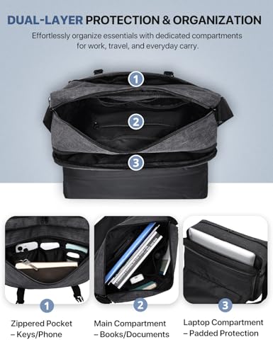 Bolso Messenger para Hombre Gris para Laptop 15.6" miniatura 3