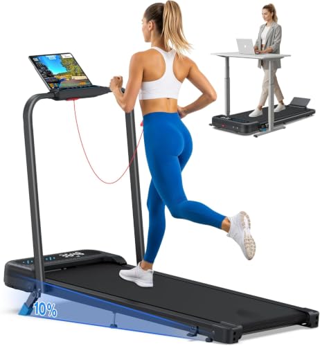 Cardirun Walking Pad with 10% Incline and Handle Bar, Foldable Treadmill