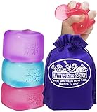 Nice Cube Translucent NeeDoh...Groovy Glob! Squishy, Squeezy, Popping, Stretchy Stress Fidget Cubes Complete Gift Set Party Bundle with Storage Bag - 3 Pack (Purple, Pink & Blue)