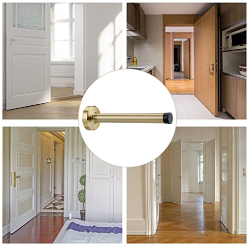 Modern Door Stopper, 6 Inch Stainless Steel Door Stop With Sound Dampening Rubber Bumper Wall Mounted Durable Door Holder With Hardware Screws Brushed Finish (5, Gold) #TOP5