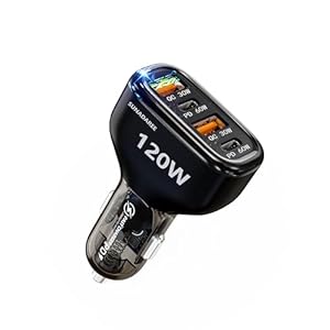SUNDAREE 120W USB C Car Charger, Car Cigarette Lighter Adapter, Dual PD60W/PPS60W for iPhone 15/14/13/Pro Max/Pro/Samsung Galaxy and More, Fast Charger for Family Travel