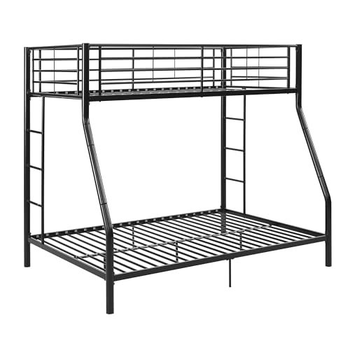 Walker Edison Dunning Urban Industrial Twin over Double Metal Bunk Bed, Twin over Double, Black