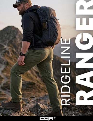 Image of CQR Men's Convertible Cargo Tactical Pants, Water Resistant Outdoor Hiking Pants, Zip Off Lightweight Stretch Work Pants