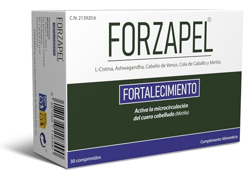 FORZAPEL® FORTALECIMIENTO 60 Cápsulas con L-Cistina, Ashwagandha, Cabello de Venus, Sabal, Cola de Caballo, Mirtilo, Vitaminas B6 y B8 y Zinc