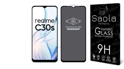 Image of Saola Ultra Privacy Tempered Glass For Realme C30s (PACK OF 1) with Free Installation Kit. (In-Screen FingerPrint Lock will not work with the Privacy Guard because of it's Spy Coating) - 6.5 inch