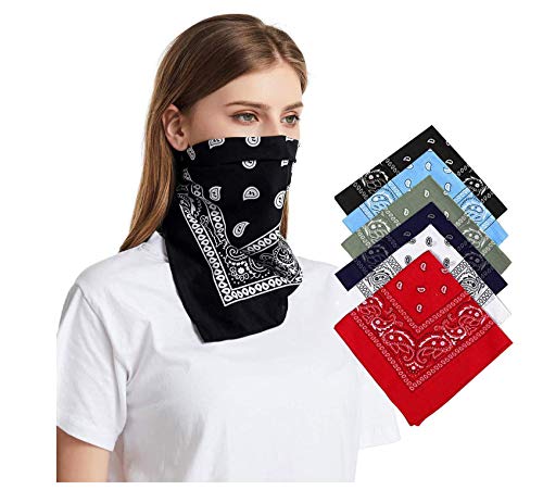 Bandana de algodón,paquete de 6 pañuelos de algodón con estampado de doble cara para ciclismo, diademas multifunción, pañuelos de paisley, pañuelos de vaquero para mujeres y hombres