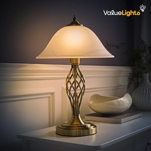 MiniSun | Antique Brass Barley Twist Table Lamp with a Frosted Alabaster Shade | Table Lamps, Home Décor & Improvement Essential - Image 6