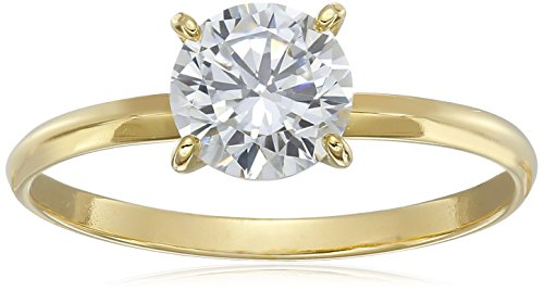 Sterling Silver and Round-Cut Cubic Zirconia Solitaire Ring (1 cttw)