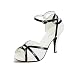 Getmorebeauty Women's White And Black Peep Toes Vintage Strappy Dress Heeled Sandals 7.5 B(M) US