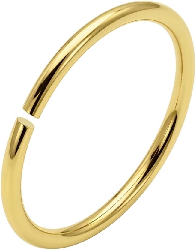 20 Gauge (0.8mm) 9K Solid Gold Seamless Continuous Tiny Hoop Nose Ring Piercing Body Jewelry