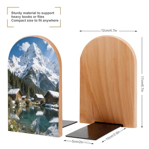 Sujetalibros de madera para estantes y organizador de libros resistente antideslizante 3