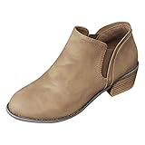  OYSOHE Damen Rom Klassisch Stiefel Große Größe Winterstiefel Frauen Ankle Boots Slip-On Damenschuhe(Khaki,43 CN