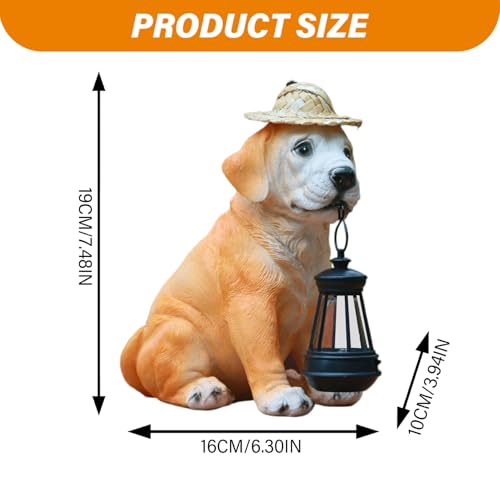 Estatua de perro labrador impermeable con luz solar para decoración exterior 5