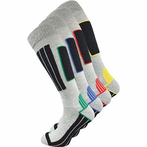 Calcetines de esquí para hombre GAWILO con 20% lana cálida y acolchado especial (Pack de 4)