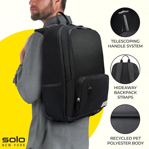 Solo New York Rolling Backpack with Wheels - Roller Bag for Women & Men, Carry On Size for Travel, Wheeled Bookbag for Work, Fits 15.6" Laptops - Bleeker, Black2